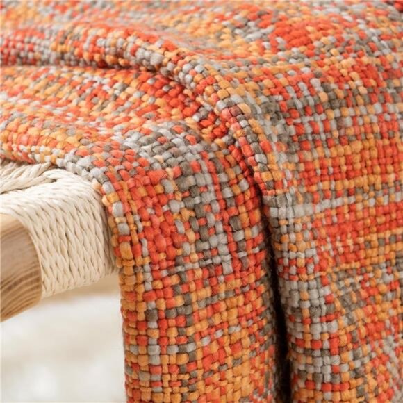 BATTILO HOME Rust Orange Throw Blanket for Couch, Bed, Boho Colorful Throw - Picture 7 of 8